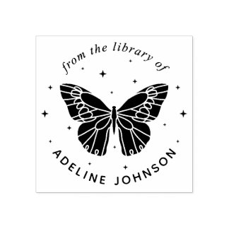 Personalised Butterfly Ex Libris From the Library  Rubber Stamp