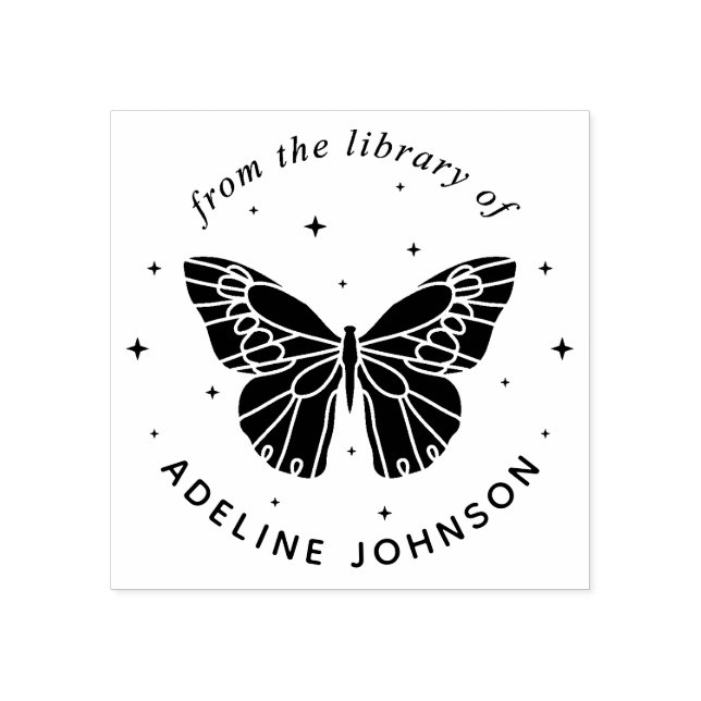 Personalised Butterfly Ex Libris From the Library  Rubber Stamp (Imprint)