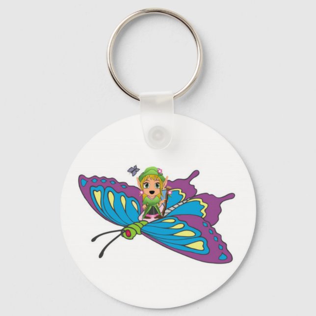 Personalised Butterfly Girl Key Ring (Front)