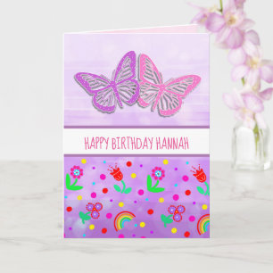 Personalised Butterfly Girl's Happy Birthday Card