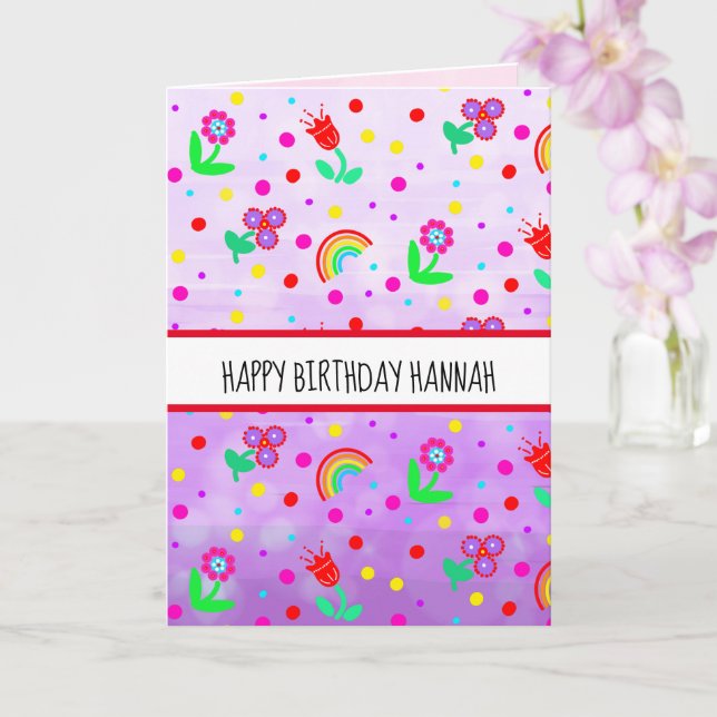 Personalised Butterfly Girl's Happy Birthday  Card (Orchid)