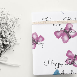 Personalised Butterfly Happy Birthday Wrapping Paper
