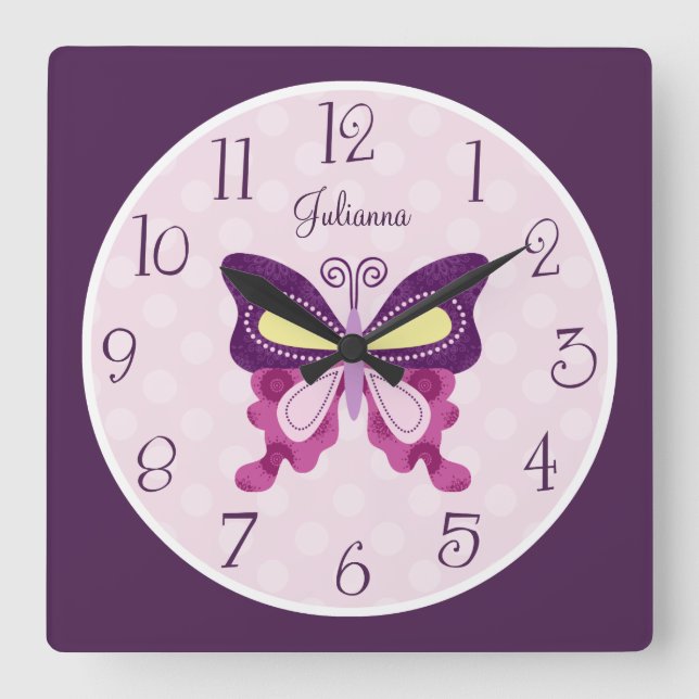 Personalised Butterfly Lane Nursery Clock (Front)