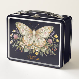 Personalised Butterfly Lunch Box Custom Name Gift