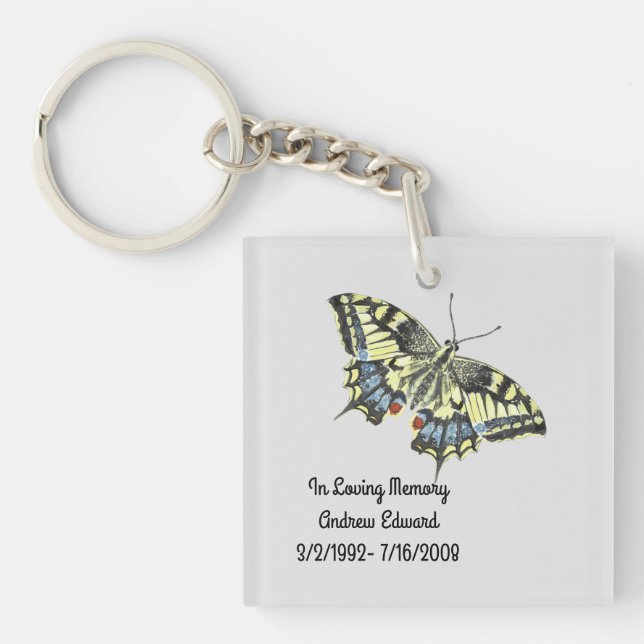 Personalised Butterfly Memorial Key Ring (Front)