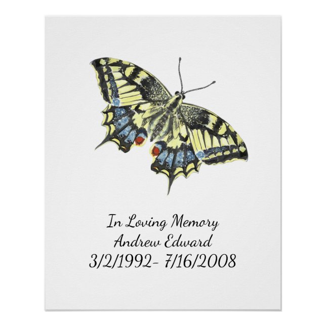 Personalised Butterfly Memorial  Poster (Front)