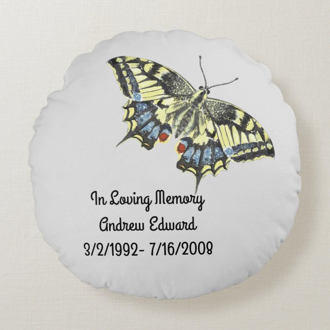 Personalised Butterfly Memorial Round Cushion (Front)