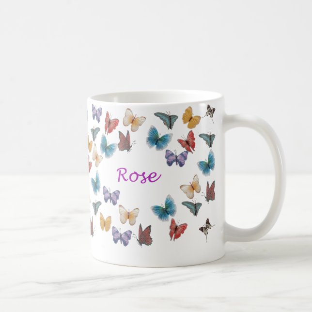 Personalised Butterfly Mug - Rose (Right)