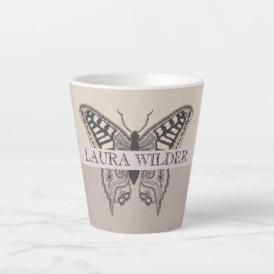 Personalised Butterfly Name Monogram Latte Mug