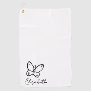 Personalised Butterfly Name Monogrammed Golf Towel