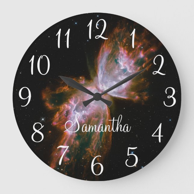 Personalised Butterfly Nebula Celestial Photo Large Clock (Front)