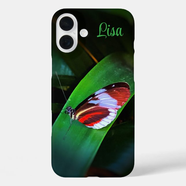 Personalised Butterfly on Leaf Apple iPhone Case (Back)