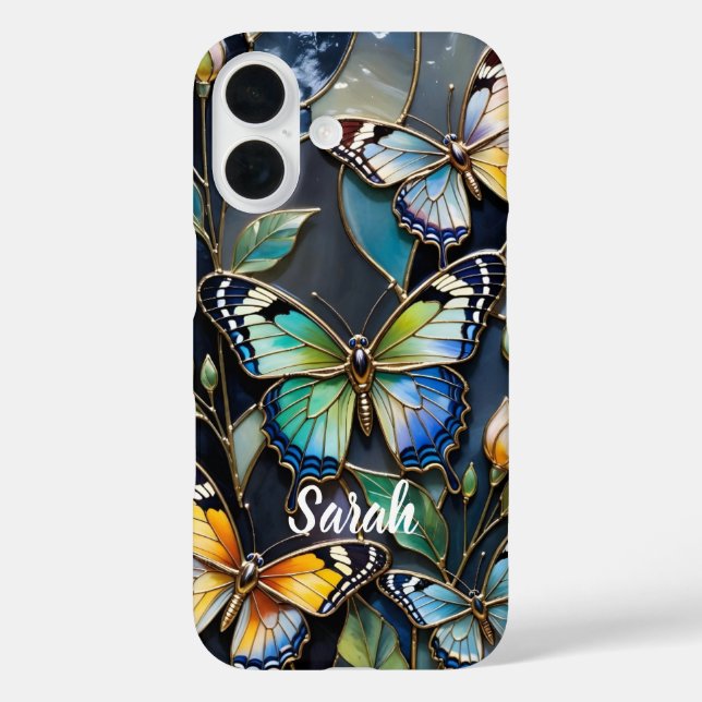 Personalised Butterfly Phone Case Stained Glass (Back)