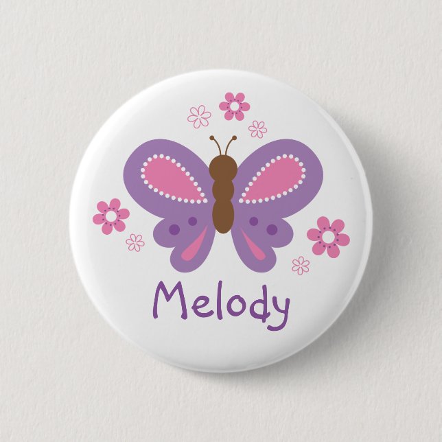 Personalised Butterfly Pin Badge (Front)