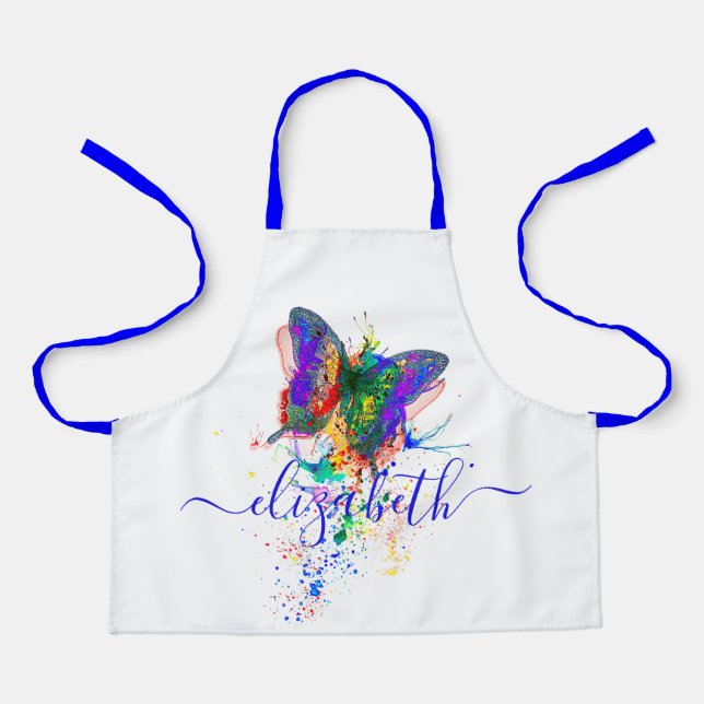 Personalised butterfly splatter   apron (Front)