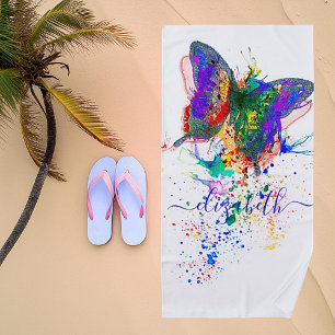 Personalised butterfly splatter  beach towel