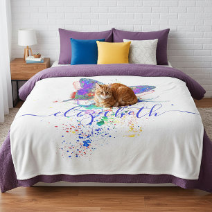 Personalised butterfly splatter fleece blanket