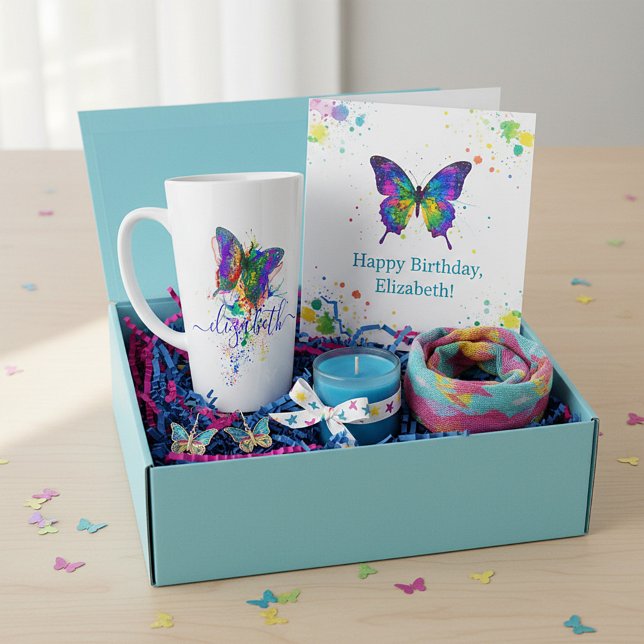 Personalised butterfly splatter   latte mug (Creator Uploaded)