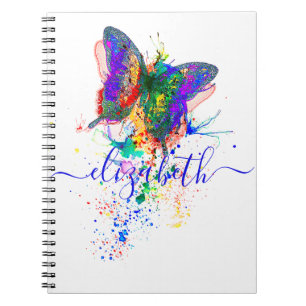 Personalised butterfly splatter notebook
