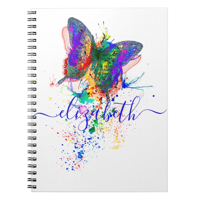 Personalised butterfly splatter   notebook (Front)