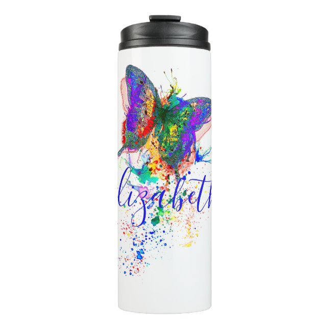 Personalised butterfly splatter    thermal tumbler (Front)