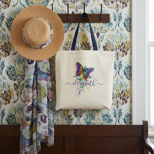 Personalised butterfly splatter tote bag