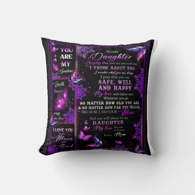 Personalised Butterfly To My Daughter Blanket Cushion (Front)