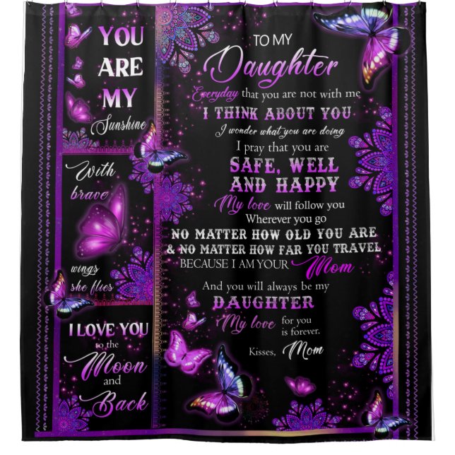 Personalised Butterfly To My Daughter Blanket Shower Curtain (Front)