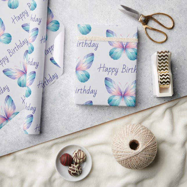 Personalised Butterfly Wrapping Paper–Custom Text Paper (Crafts)