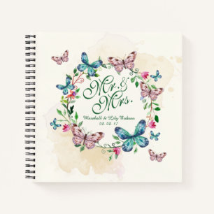 Personalised Butterfly Wreath Wedding Guestbook Notebook