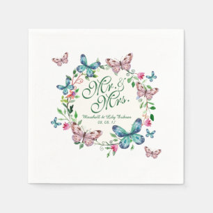 Personalised Butterfly Wreath Wedding   Napkin