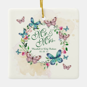 Personalised Butterfly Wreath Wedding   Ornament
