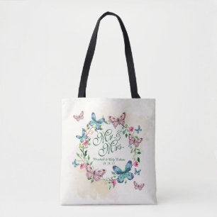 Personalised Butterfly Wreath Wedding Tote Bag