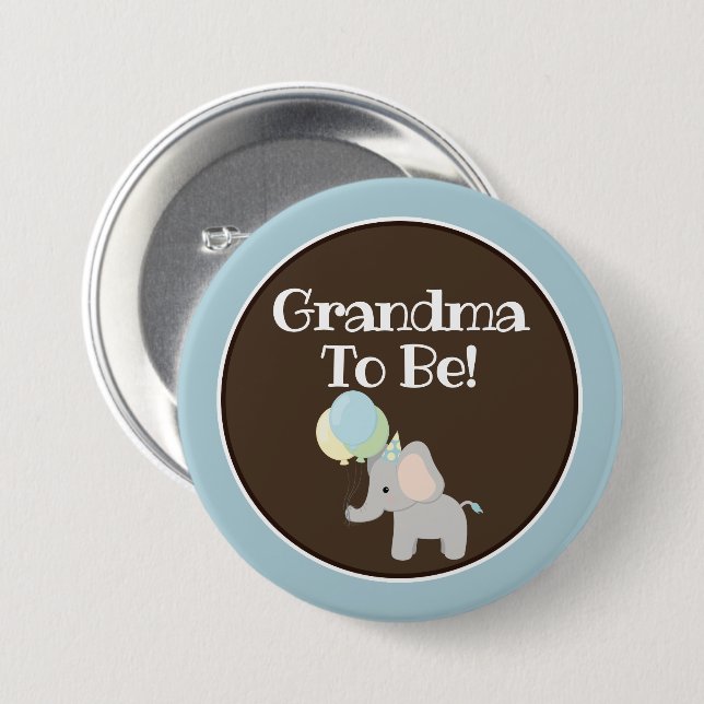 Personalised Button, Baby Shower Elephant 7.5 Cm Round Badge (Front & Back)