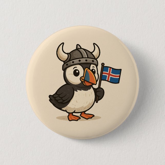 Personalised button - Iceland puffin (Front)