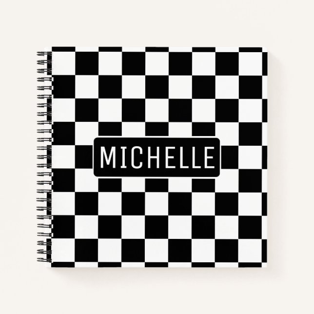 Personalised BW Chequered Notebook (Front)