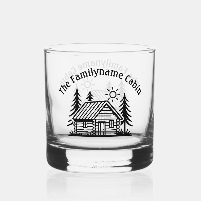 Personalised Cabin Rocks Glass Drinkware Set (Front)