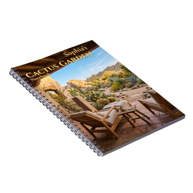 Personalised Cactus Garden Spiral Notebook (Right Side)