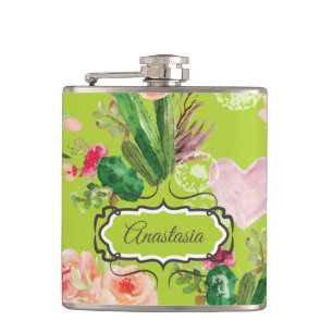 Personalised Cactus Pastel Hip Flask