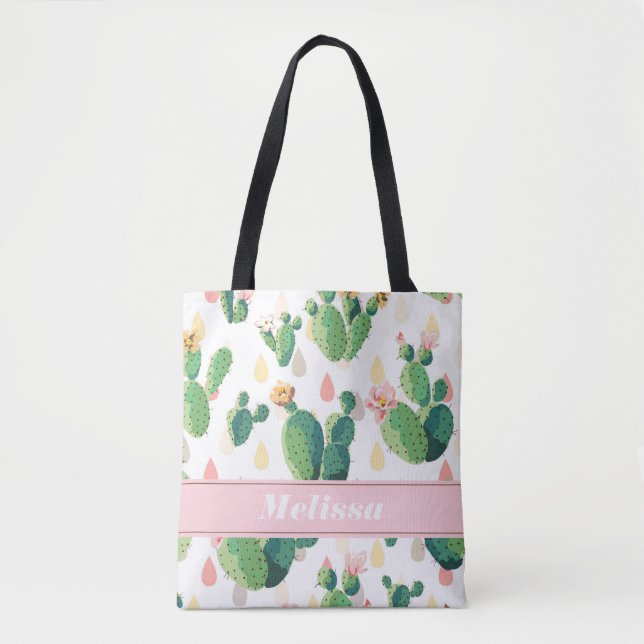 Personalised Cactus Print Tote Bag (Front)