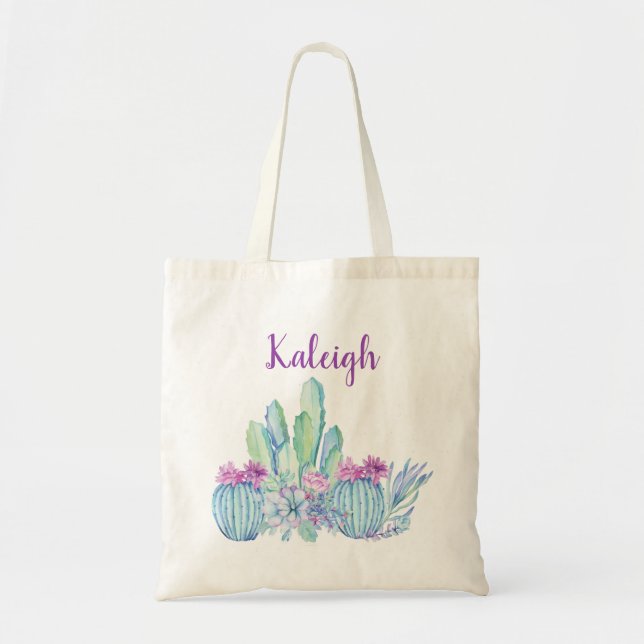 Personalised Cactus Succulent Tote Bag (Front)
