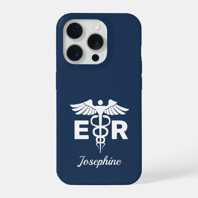 Personalised Caduceus Phone Case Gift for ER Nurse (Back)