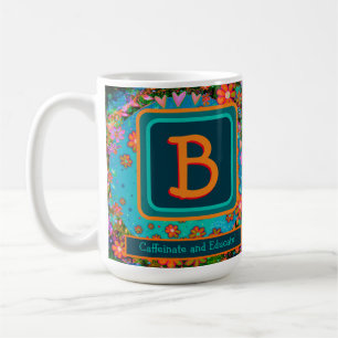 Personalised Caffeinate & Educate Teacher Initial  Coffee Mug