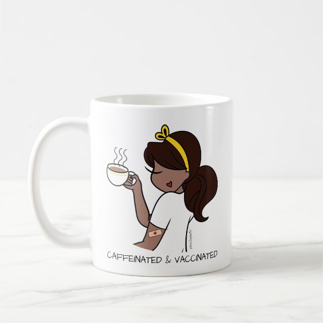 Personalised Caffeinated & Vaccinated Coffee Mug (Left)