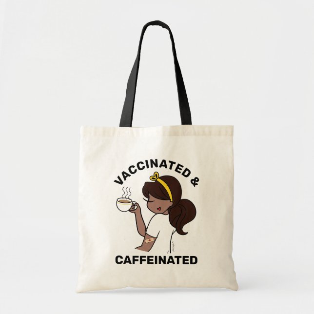 Personalised Caffeinated & Vaccinated Tote Bag (Front)