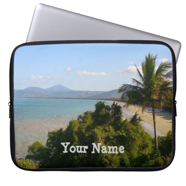 Personalised Cairns Beach laptop sleeve (Front)