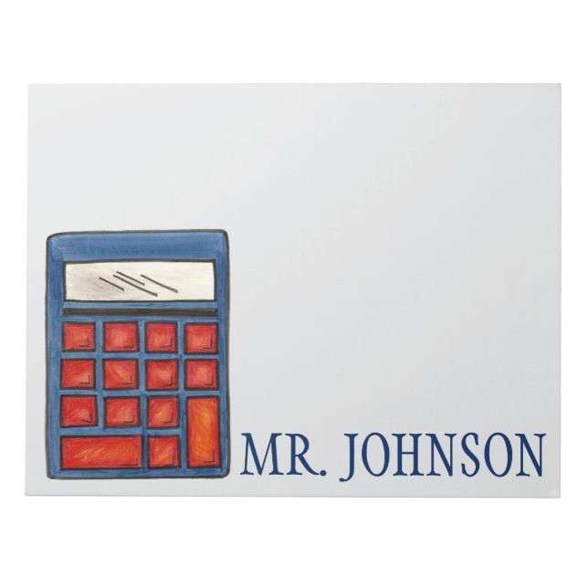 Personalised Calculator Math Teacher Notepad (Front)