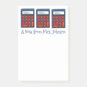 Personalised Calculator Math Teacher School Class Post-it Notes