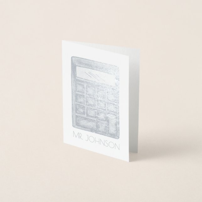 Personalised Calculator Math Teacher School Gift Foil Card (Front)