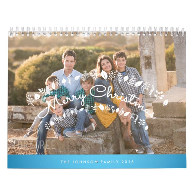 Personalised Calendar 2016 Blue Merry Christmas (Cover)